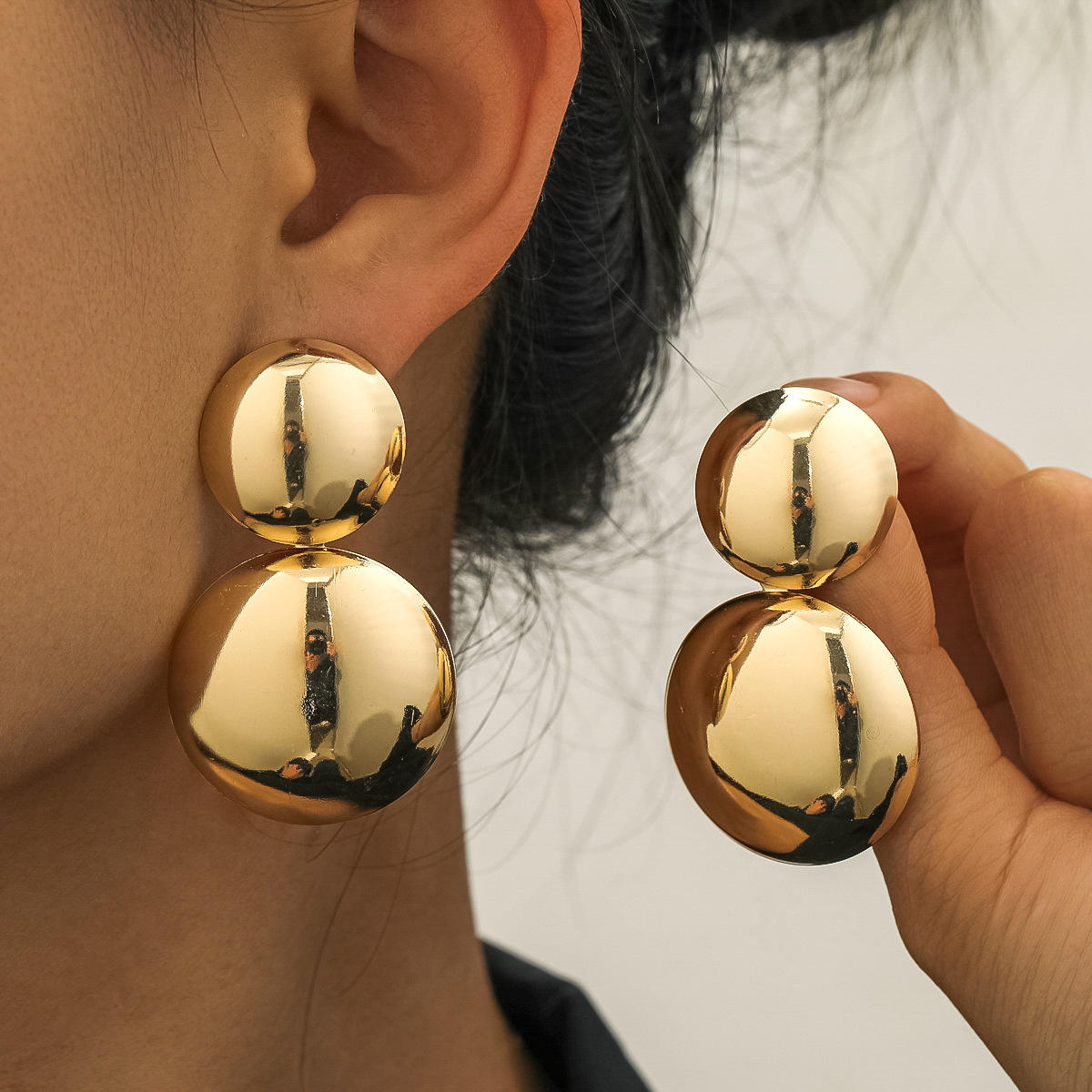 Bold Double Disc Statement Earrings