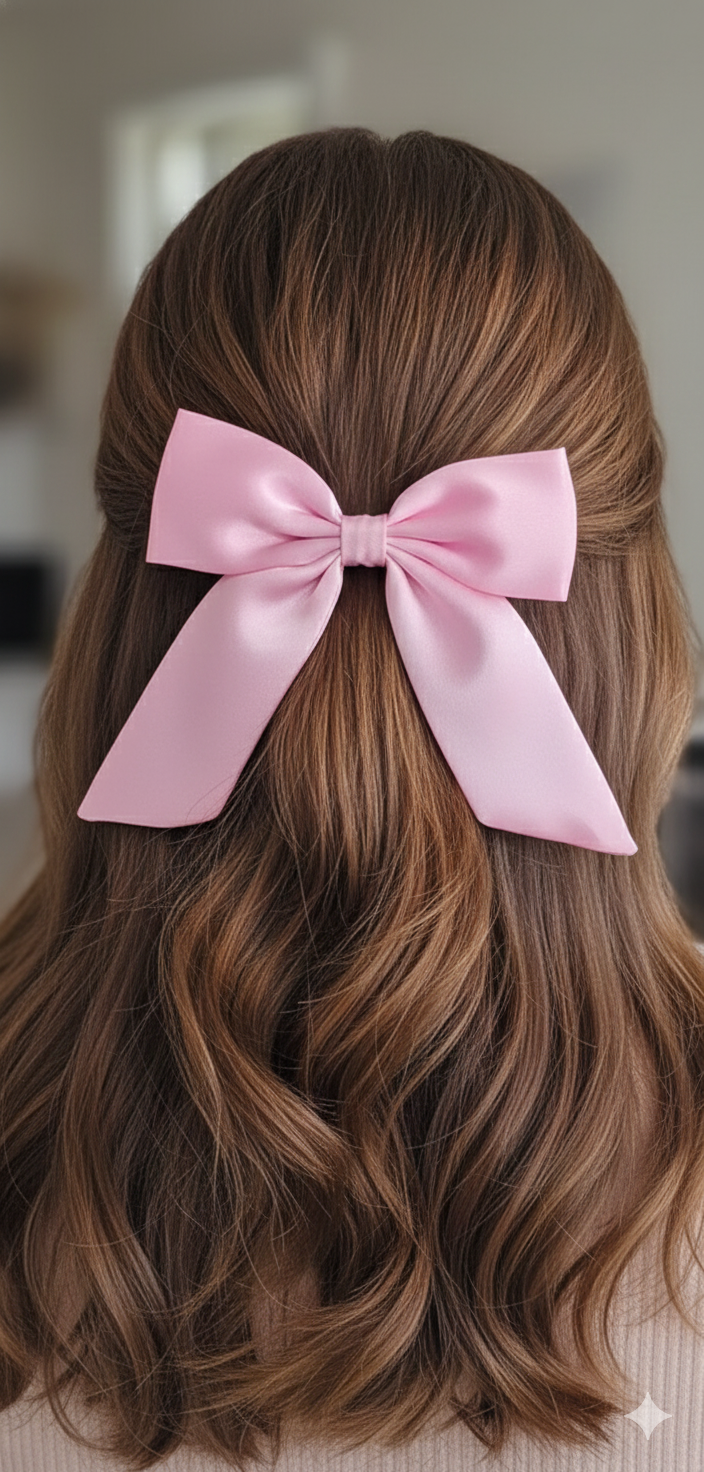 🎀 Elegant Satin Ribbon Hair Bow – Soft & Timeless Style 🎀