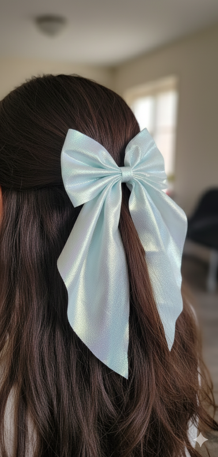 ✨ Iridescent Satin Bow Hair Clip ✨