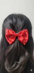🎀 Elegant Red Satin Bow Hair Clip ❤️