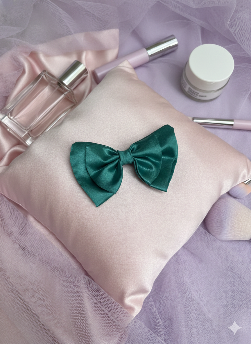🎀 Teal Satin Bow Hair Clip – Elegant Everyday Accessory 🎀