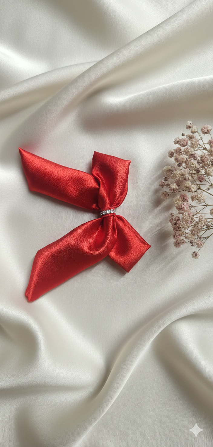 🎀 Elegant Red Satin Bow Hair Accessory ❤️