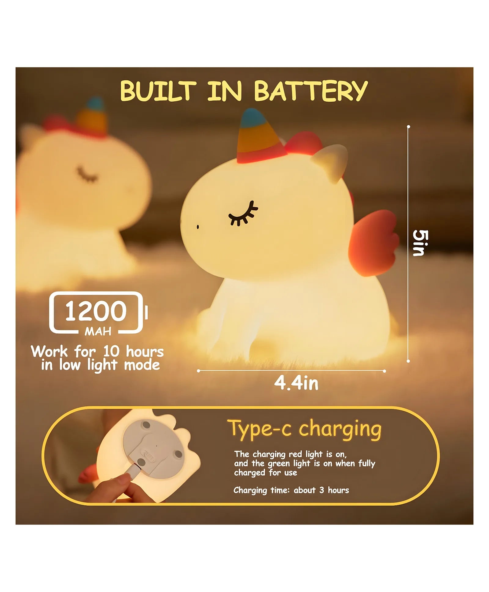 Cute Silicone Unicorn Night Light