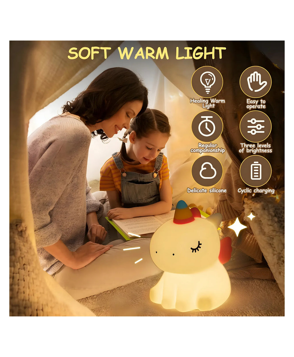 Cute Silicone Unicorn Night Light