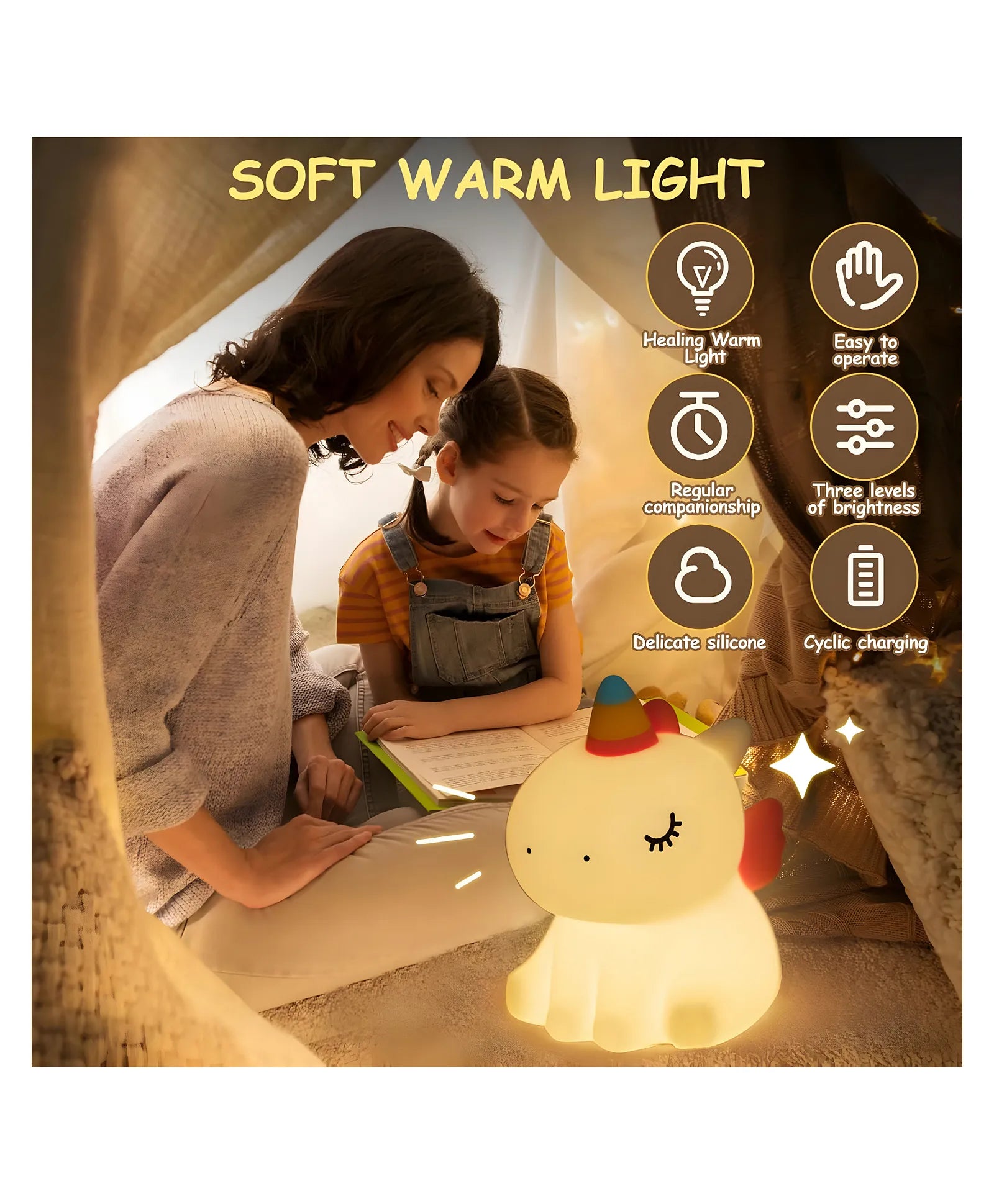 Cute Silicone Unicorn Night Light