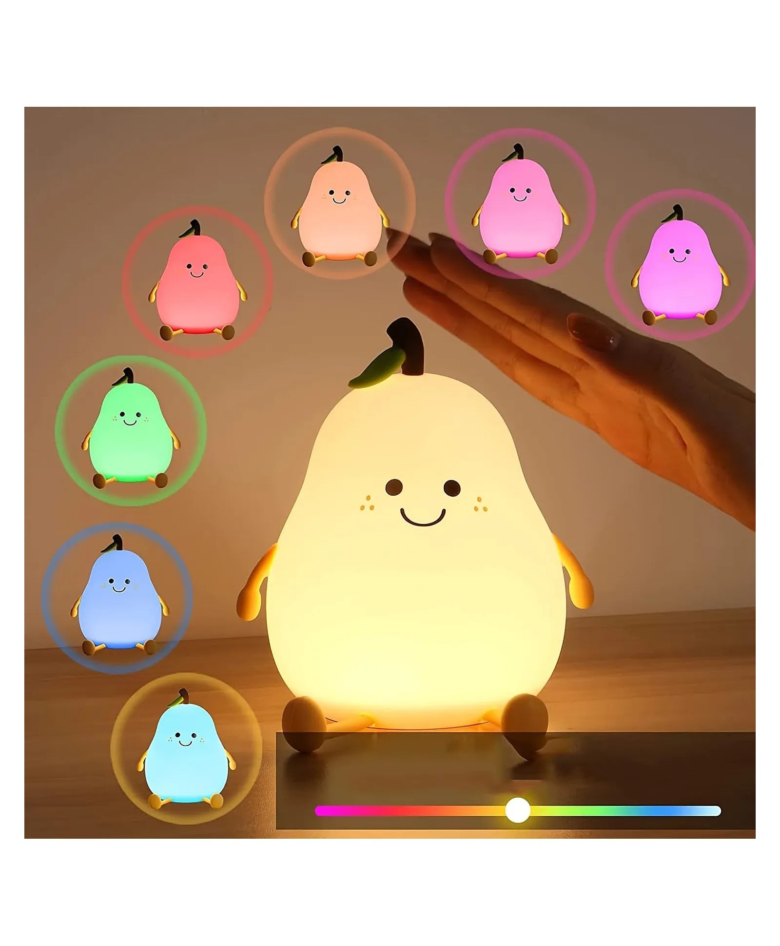 🍐 Multicolor Silicone Pear-Shaped Touch Night Lamp