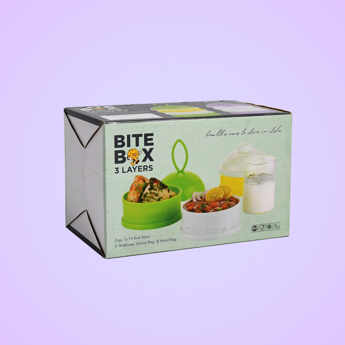 5924a  3 Layer Lunch Box Unique Design Bite Lunch Box With Liquid  Food Container Lunch Box (Green)