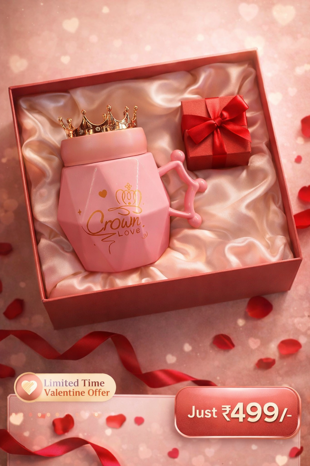 Valentine’s Special Crown Love Mug Gift Set With Surprise  💝