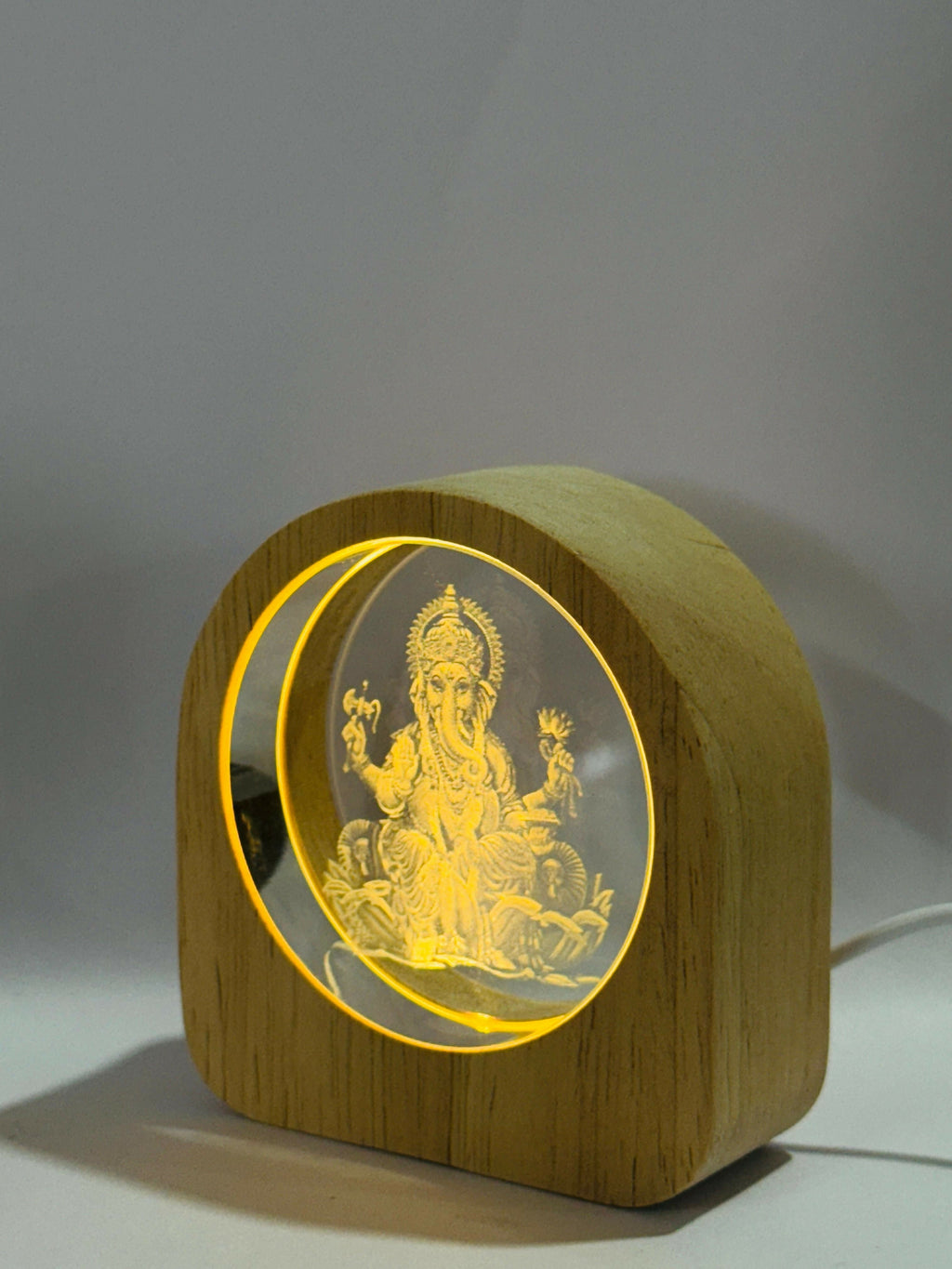 🕉️ Divine Ganesha LED Wooden Frame Light 🌟