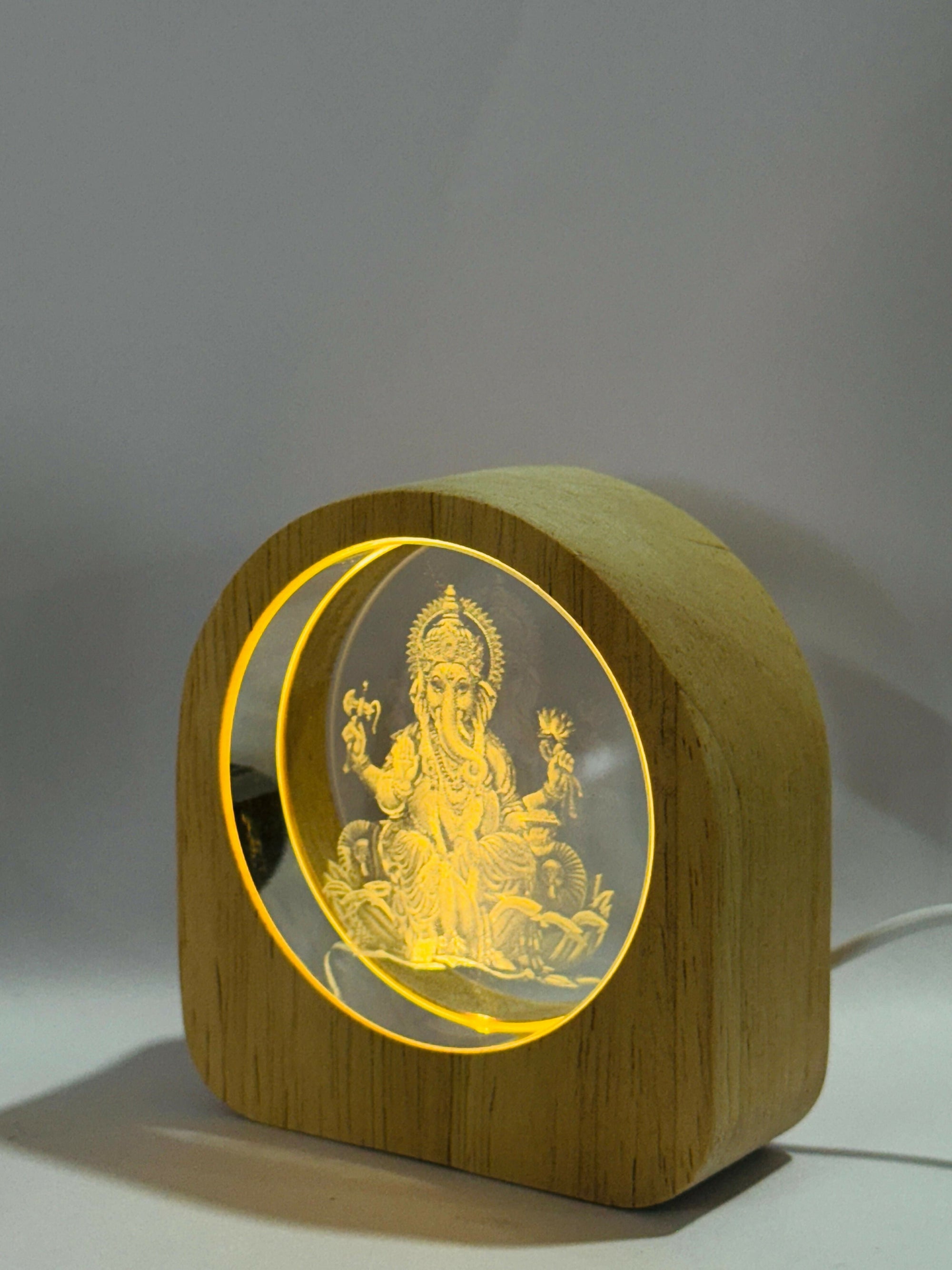 🕉️ Divine Ganesha LED Wooden Frame Light 🌟