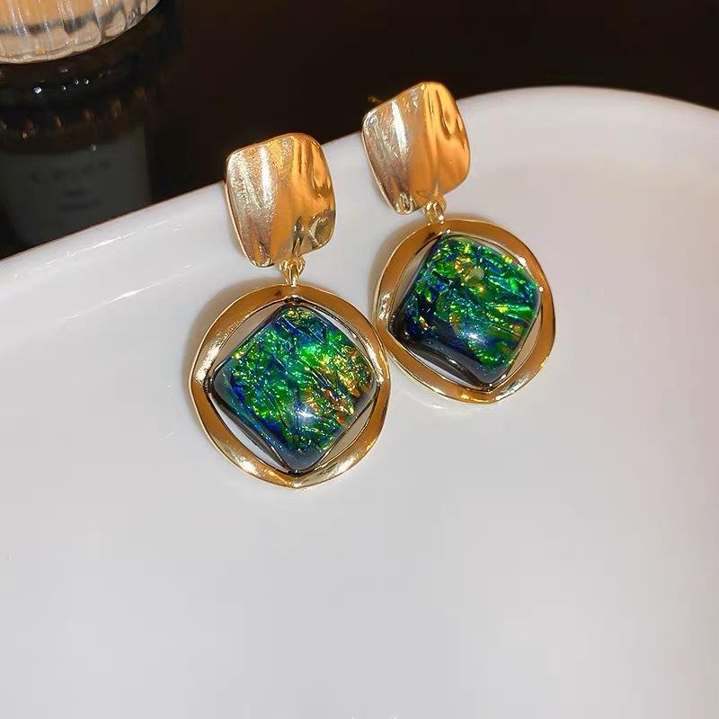 Iridescent Stone Drop Earrings