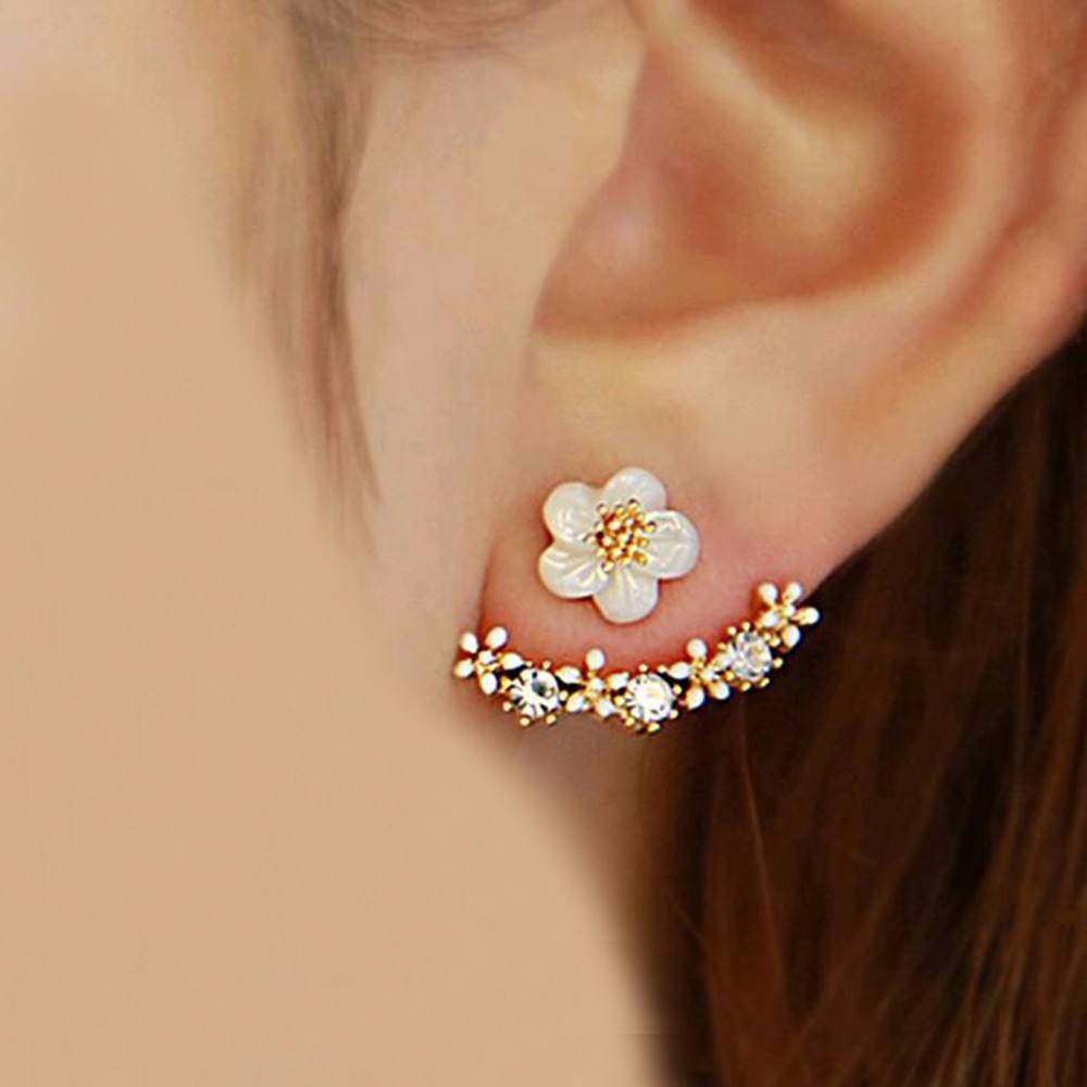 Blossom Pearl & Crystal Ear Jacket Earrings