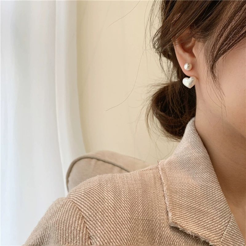 Pearl Heart Drop Earrings