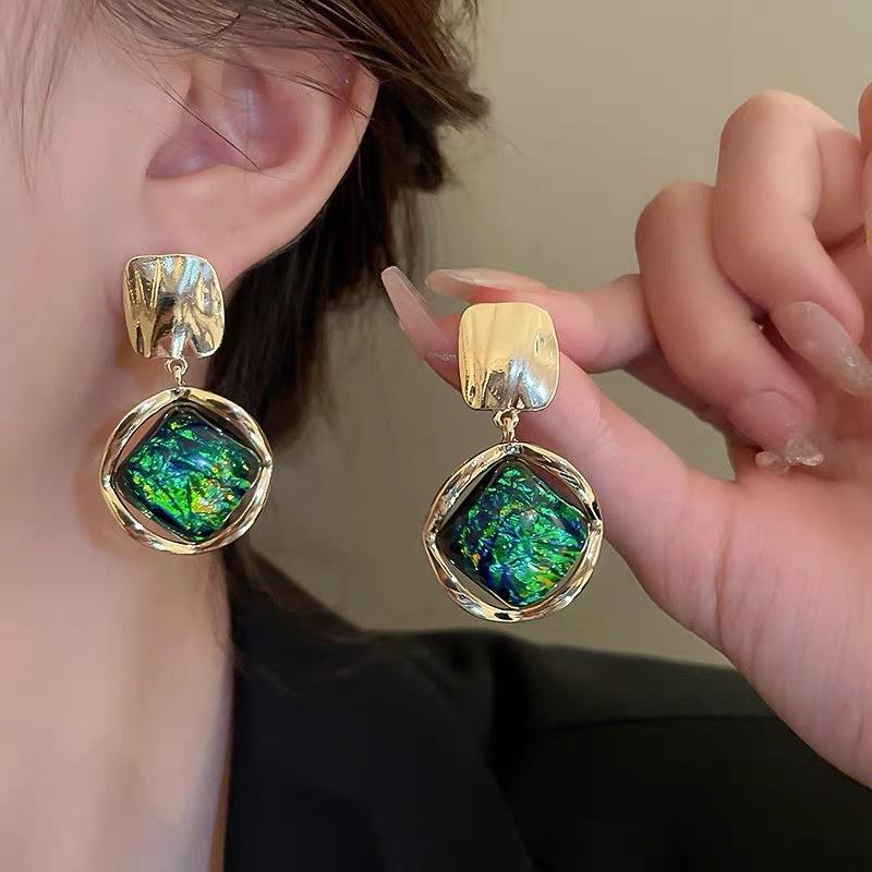 Iridescent Stone Drop Earrings