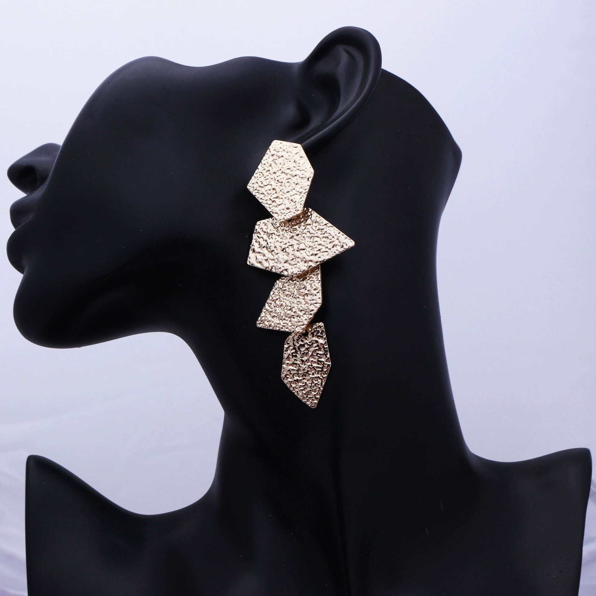 Textured Geometric Drop Earrings