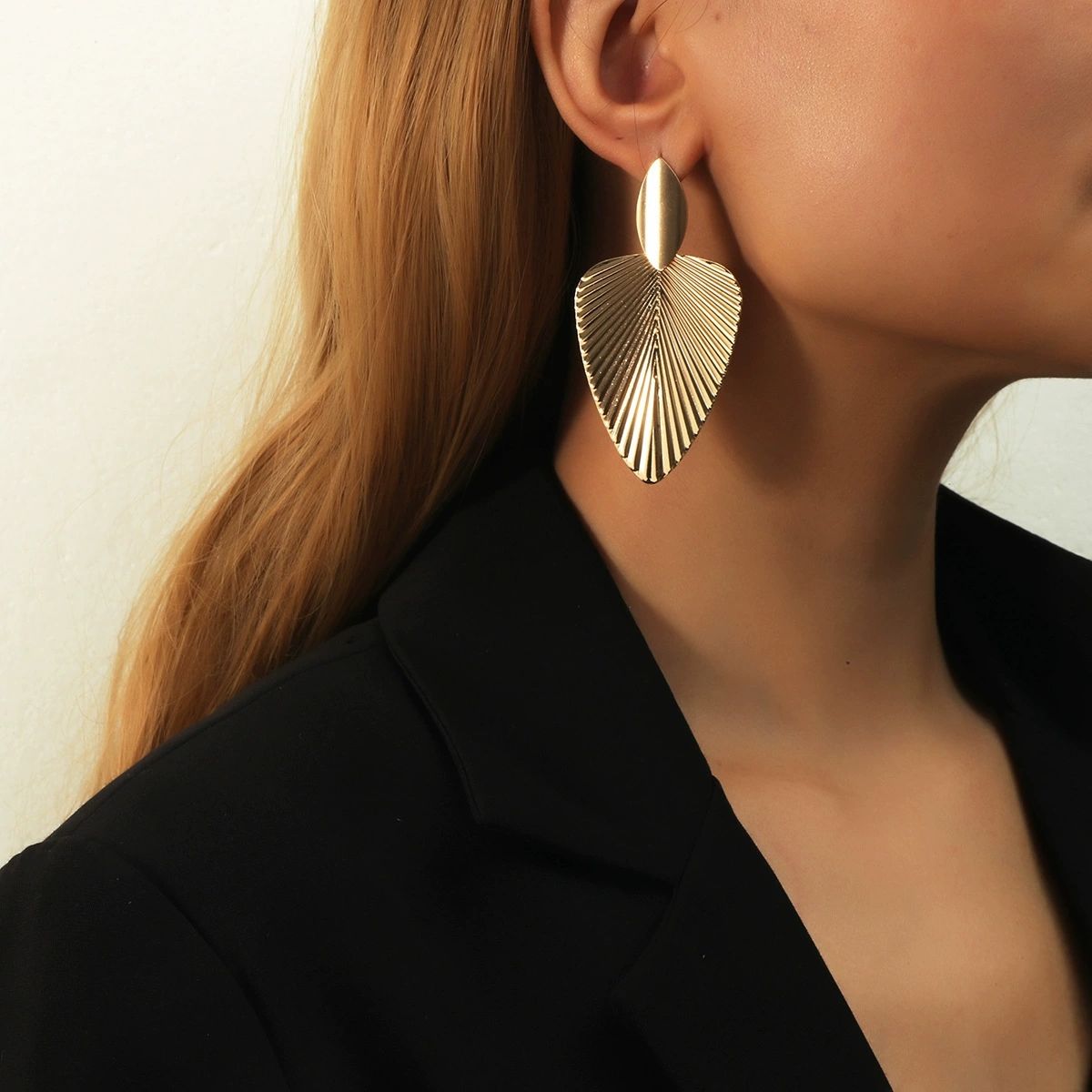 Metallic Leaf Statement Earrings