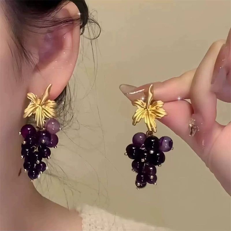 Glam Grape Cluster Statement Earrings