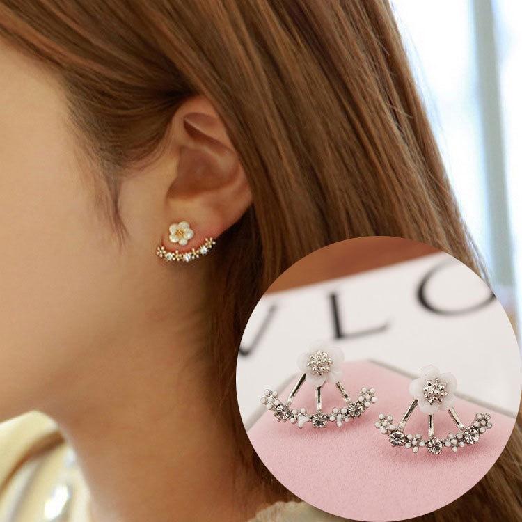 Blossom Pearl & Crystal Ear Jacket Earrings