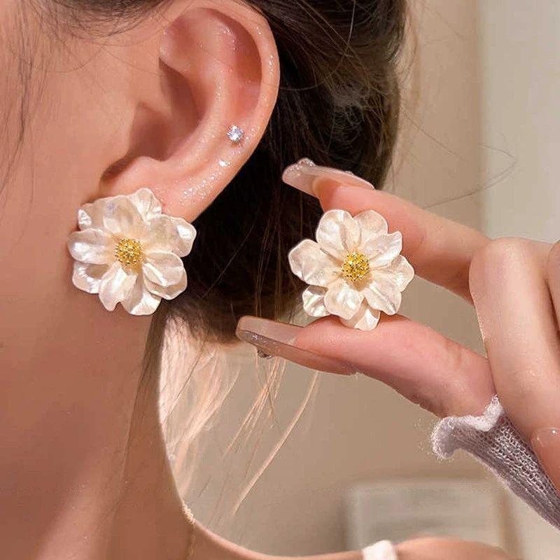 Pearlescent Bloom Statement Earrings