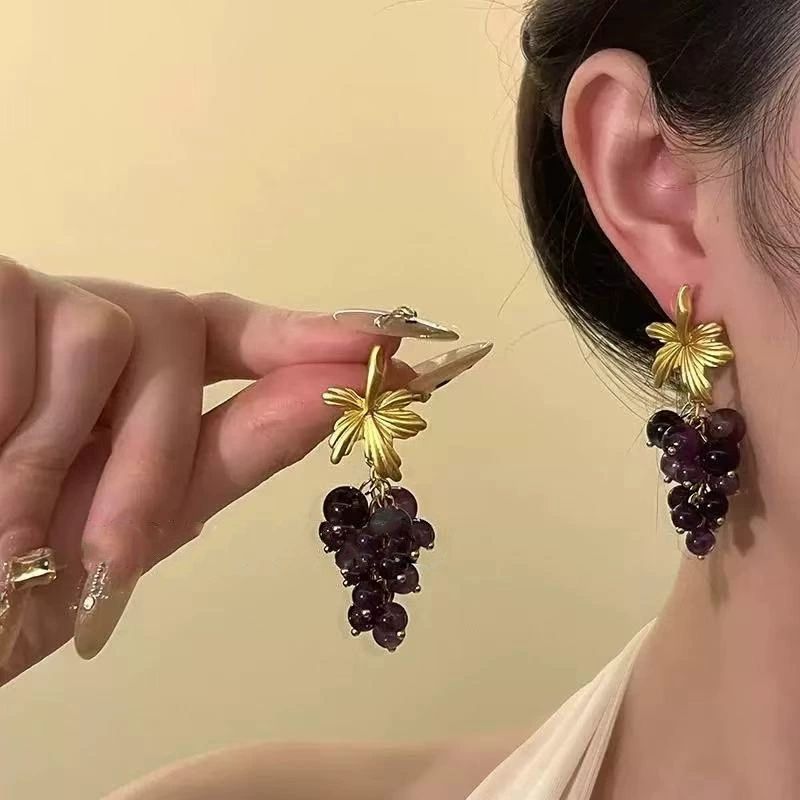 Glam Grape Cluster Statement Earrings