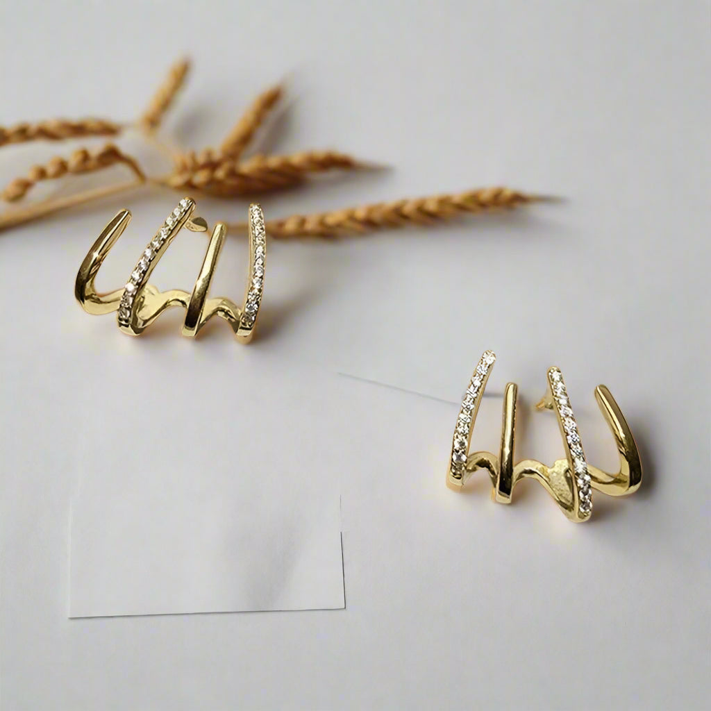 Enamel Leaf Duo Stud Earrings