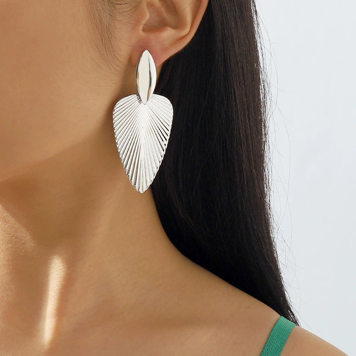 Metallic Leaf Statement Earrings