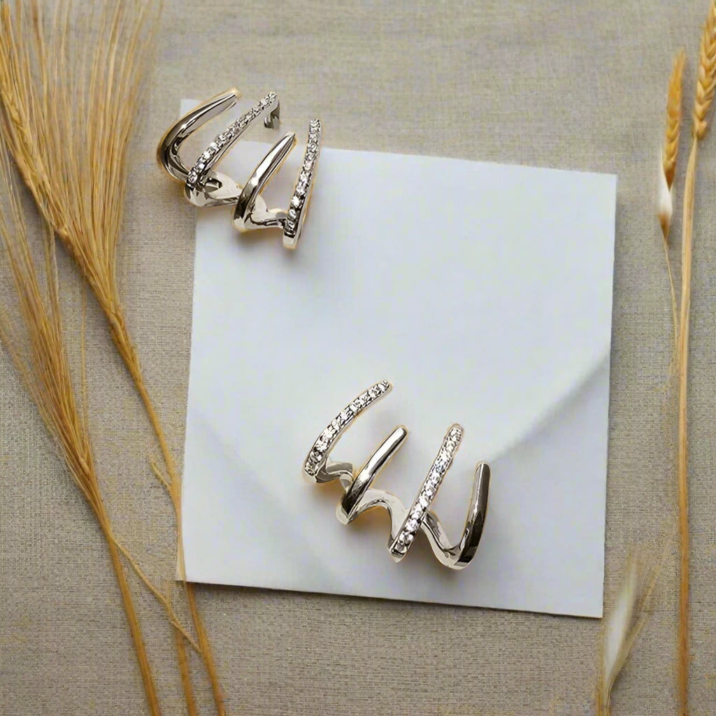 Enamel Leaf Duo Stud Earrings