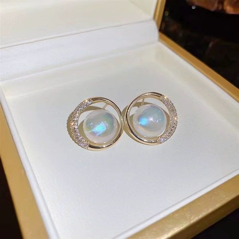 Luminous Pearl Orbit Stud Earrings