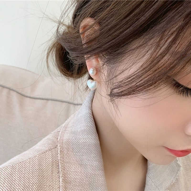 Pearl Heart Drop Earrings