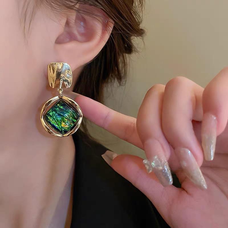 Iridescent Stone Drop Earrings