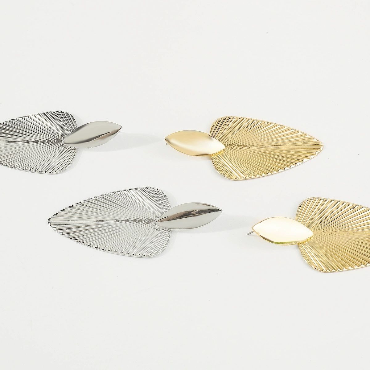 Metallic Leaf Statement Earrings