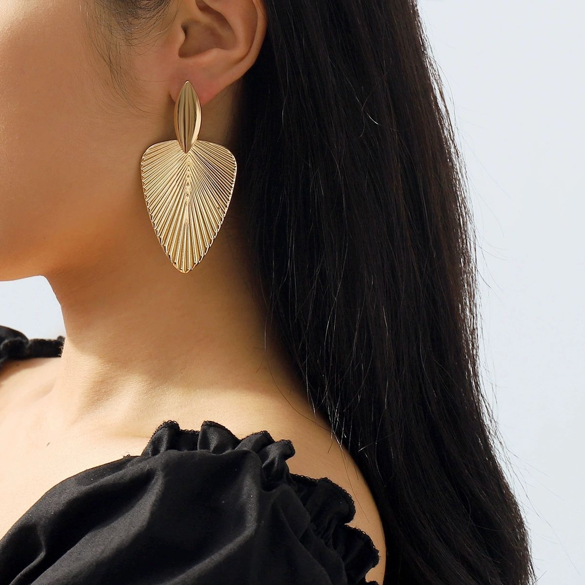Metallic Leaf Statement Earrings