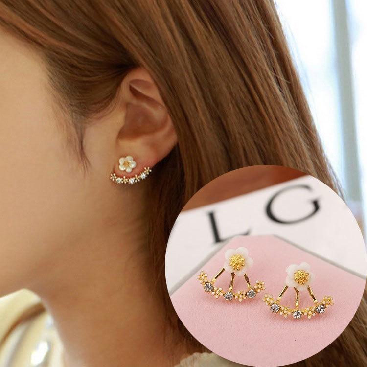 Blossom Pearl & Crystal Ear Jacket Earrings