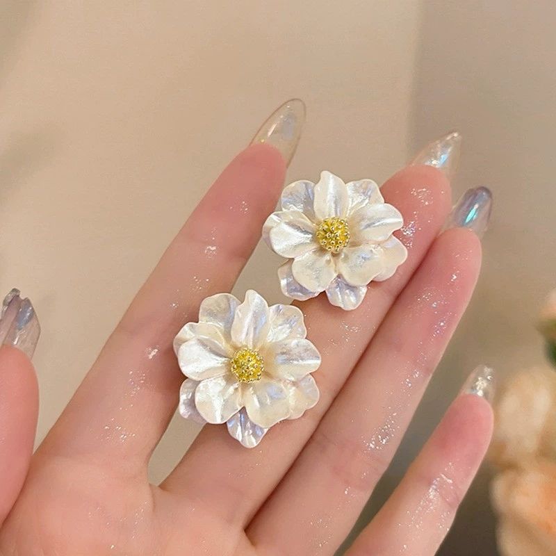 Pearlescent Bloom Statement Earrings