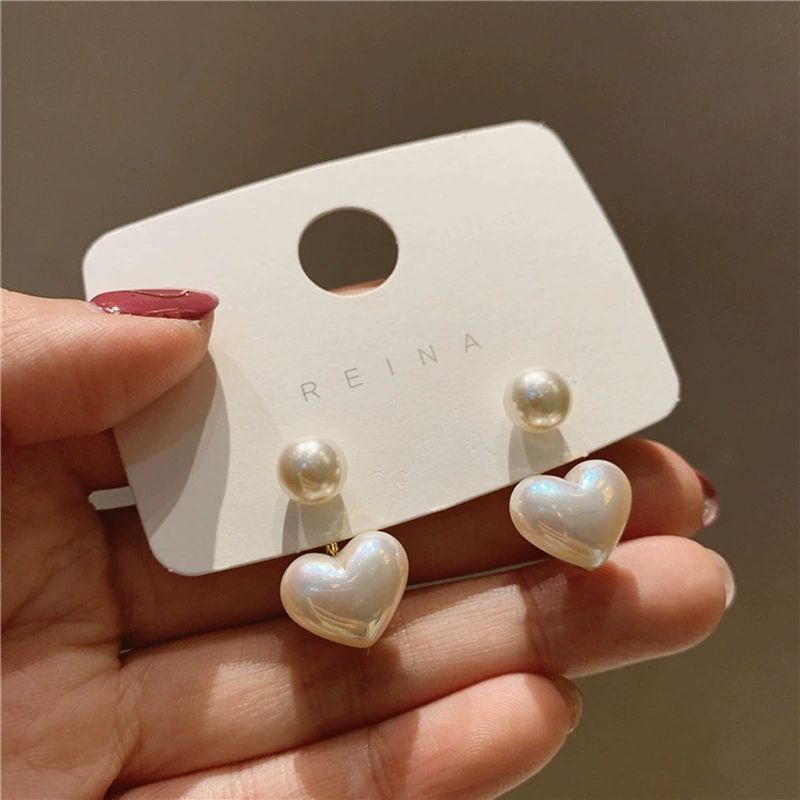 Pearl Heart Drop Earrings