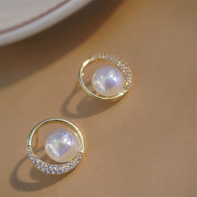 Luminous Pearl Orbit Stud Earrings