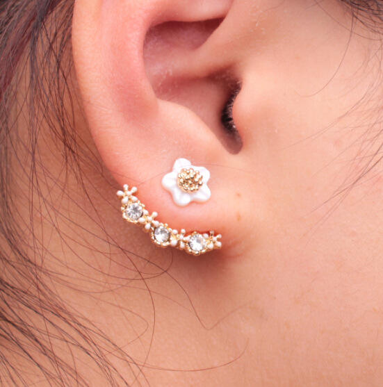 Blossom Pearl & Crystal Ear Jacket Earrings