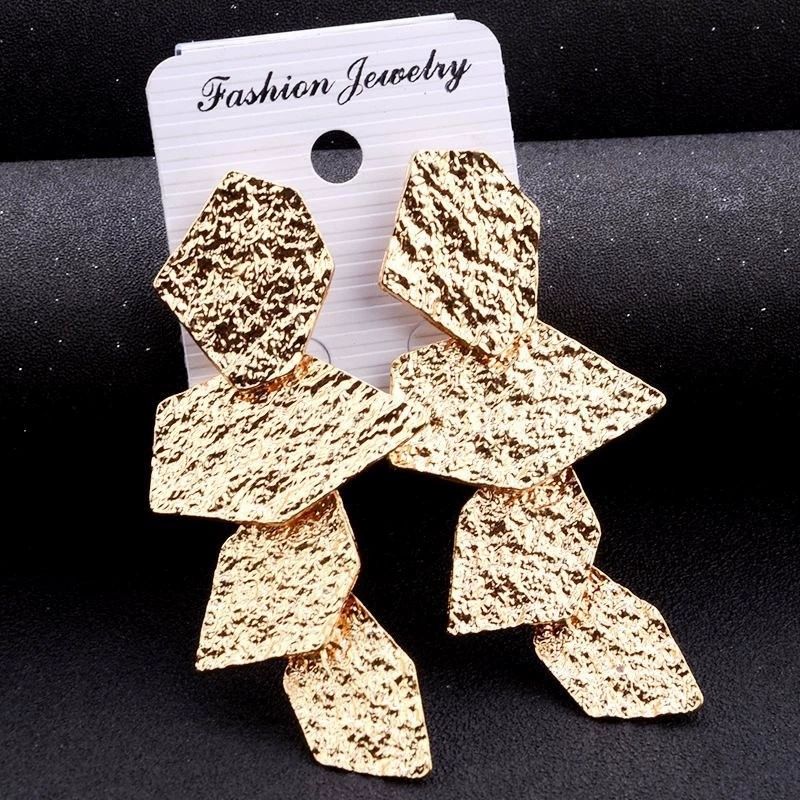 Textured Geometric Drop Earrings