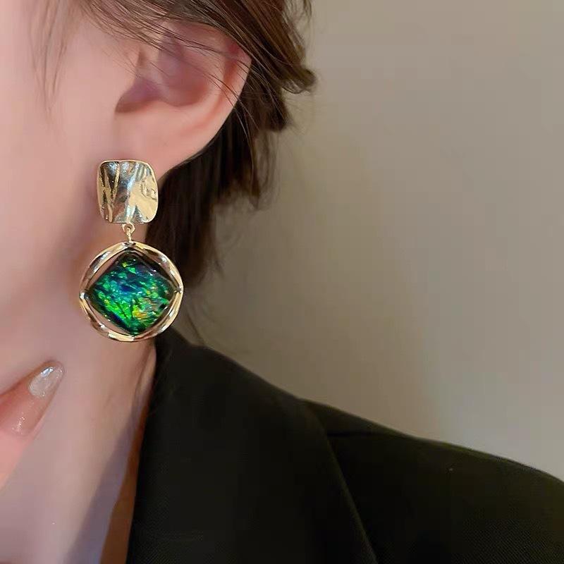 Iridescent Stone Drop Earrings