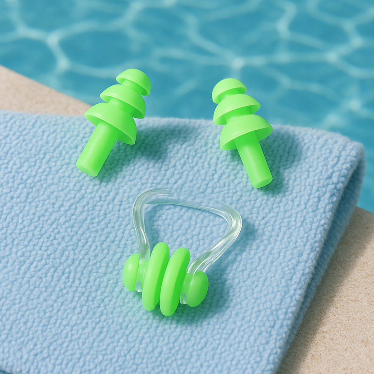 Swimming Earplugs And Nose Clip Set (3 Pc)