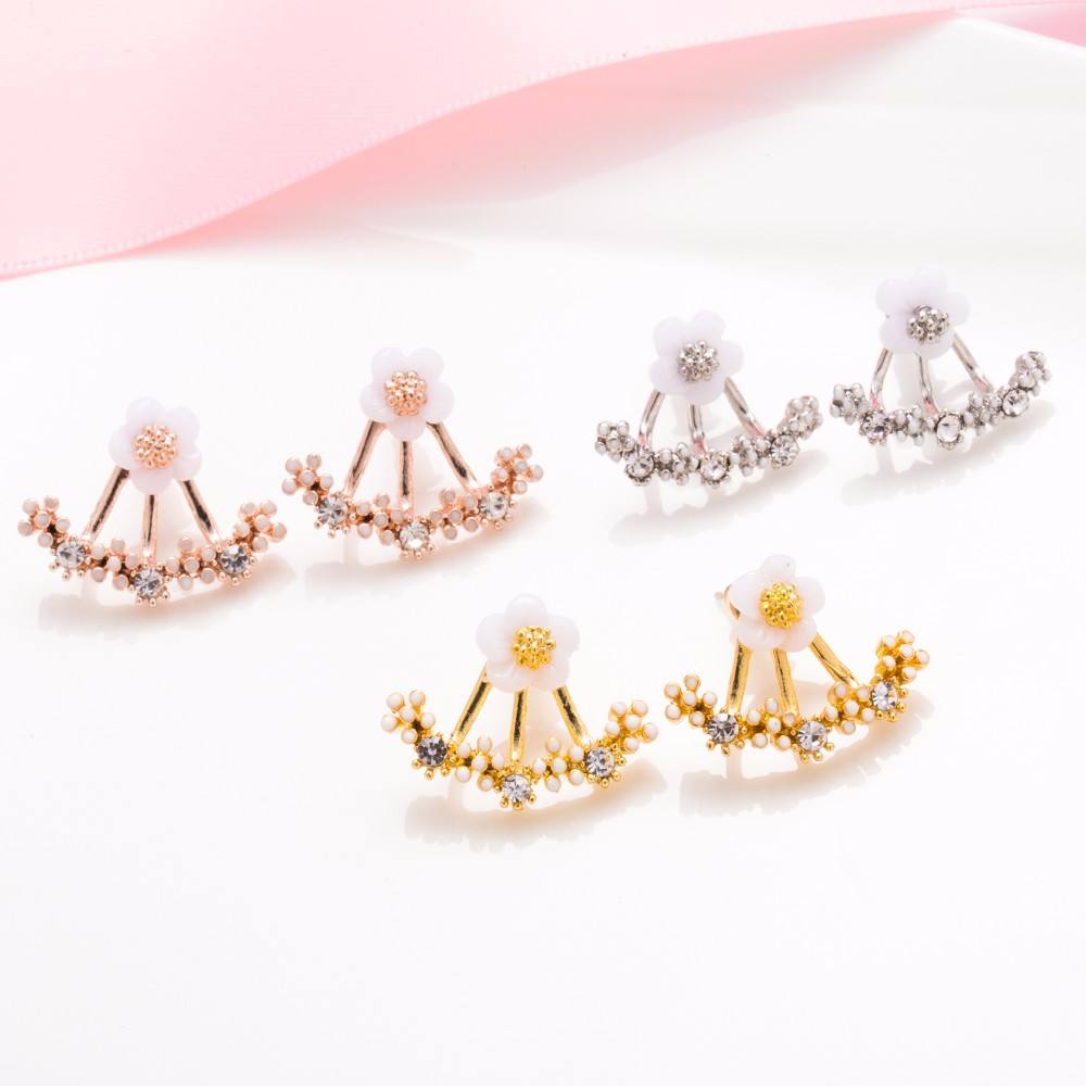 Blossom Pearl & Crystal Ear Jacket Earrings