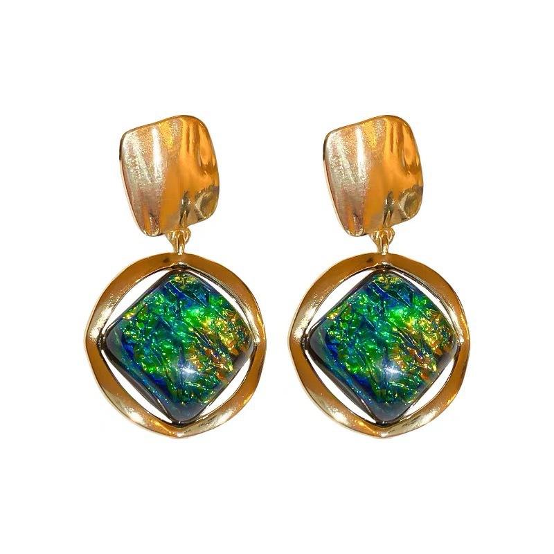 Iridescent Stone Drop Earrings