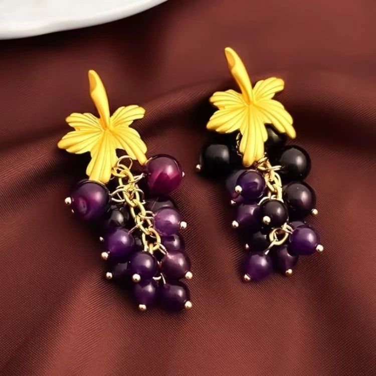 Glam Grape Cluster Statement Earrings