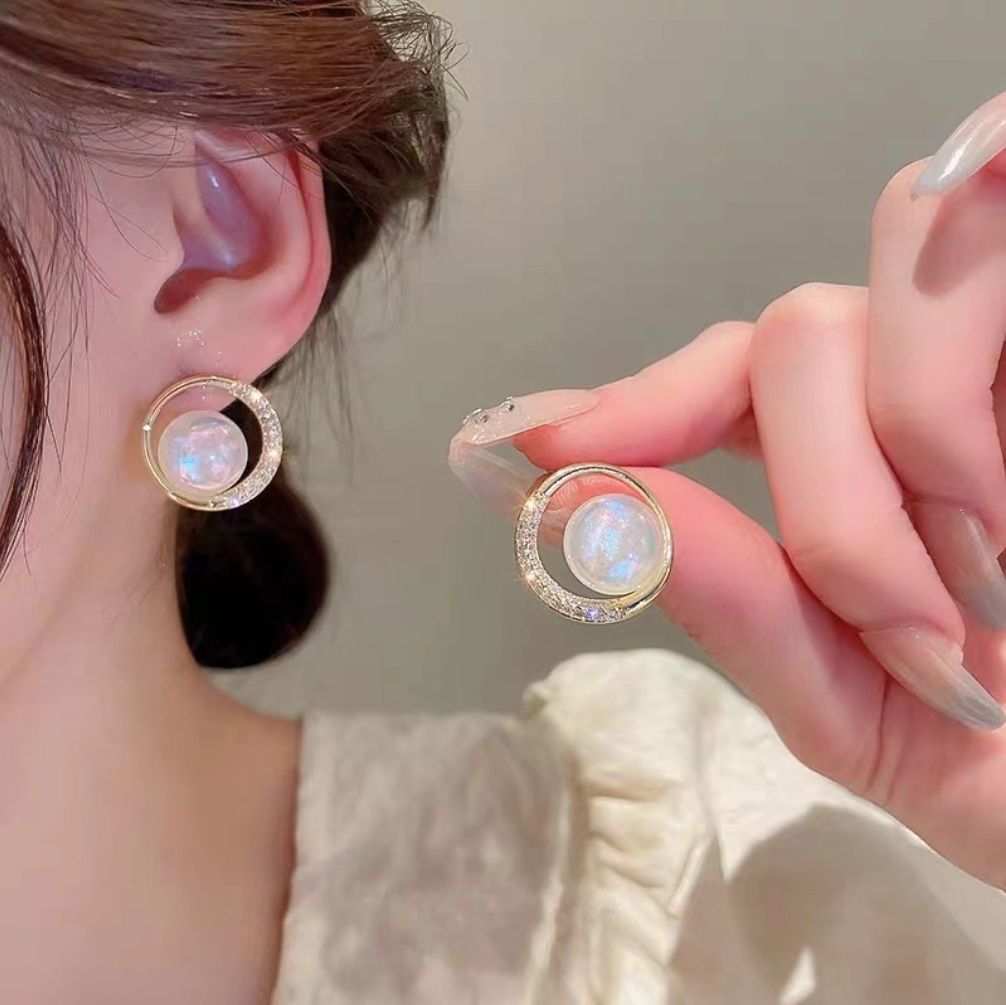 Luminous Pearl Orbit Stud Earrings
