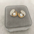 Pearl & Enamel Sculpted Stud Earrings