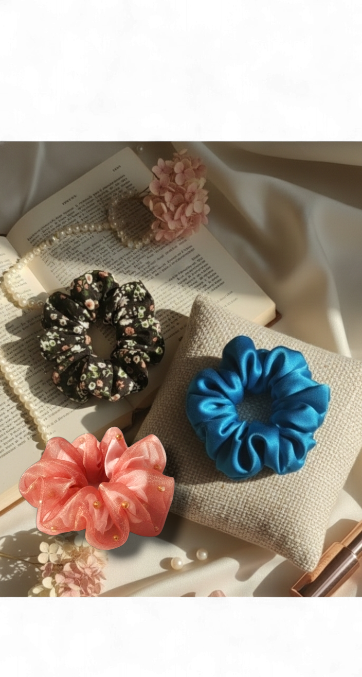 ✨ Stylish Satin Scrunchie Combo Set ✨