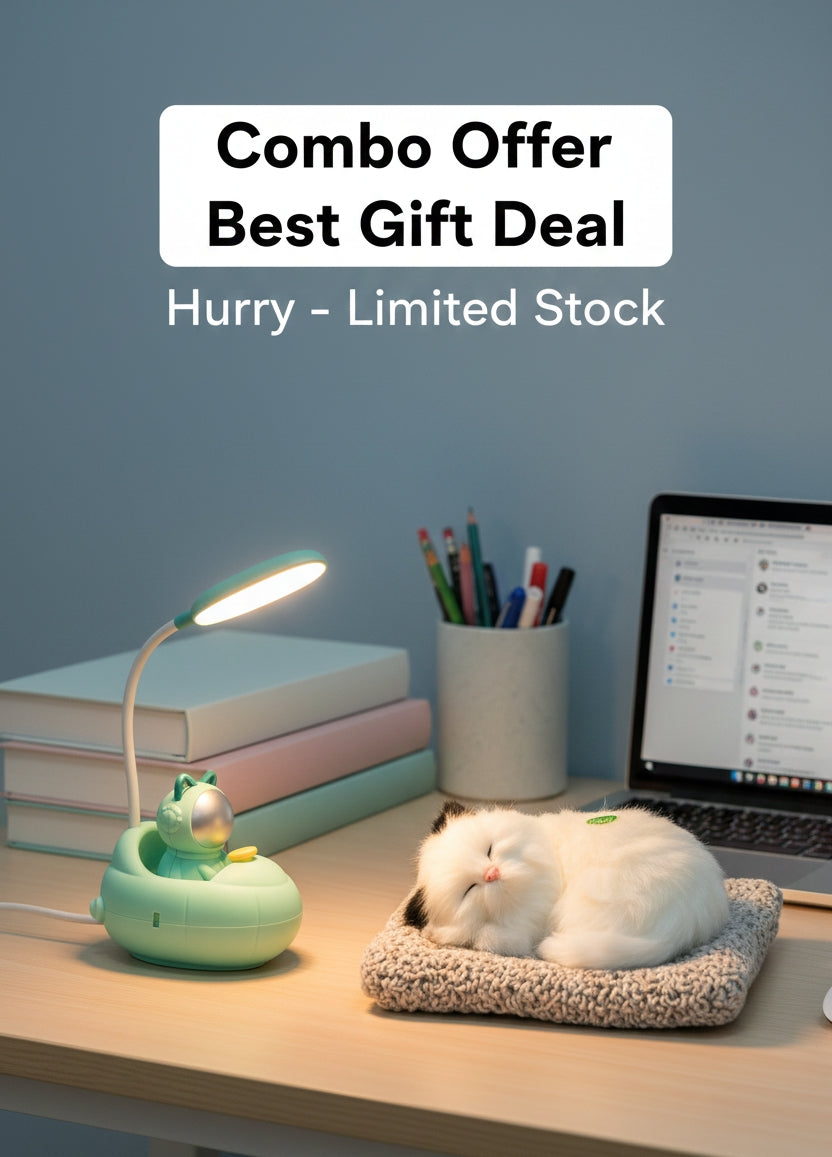 🛋️✨ Cute Desk Combo – Lamp + Soft Toy Cushion ✨🛋️
