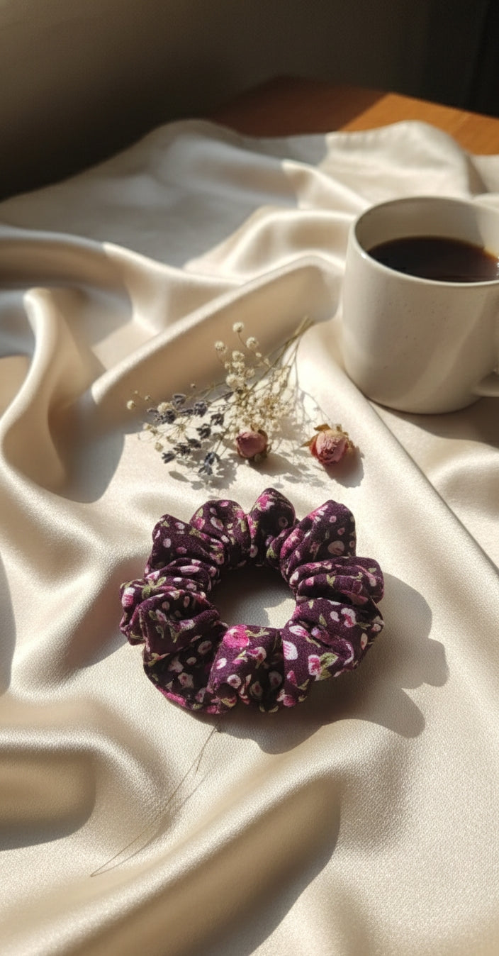 ✨ Luxury Satin & Floral Scrunchie Combo – Elegant Hair Accessories Set ✨