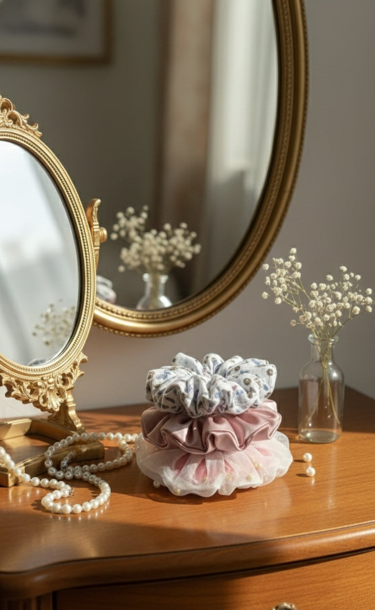 ✨ Premium Fabric Scrunchie Set – Elegant Everyday Hair Accessories ✨
