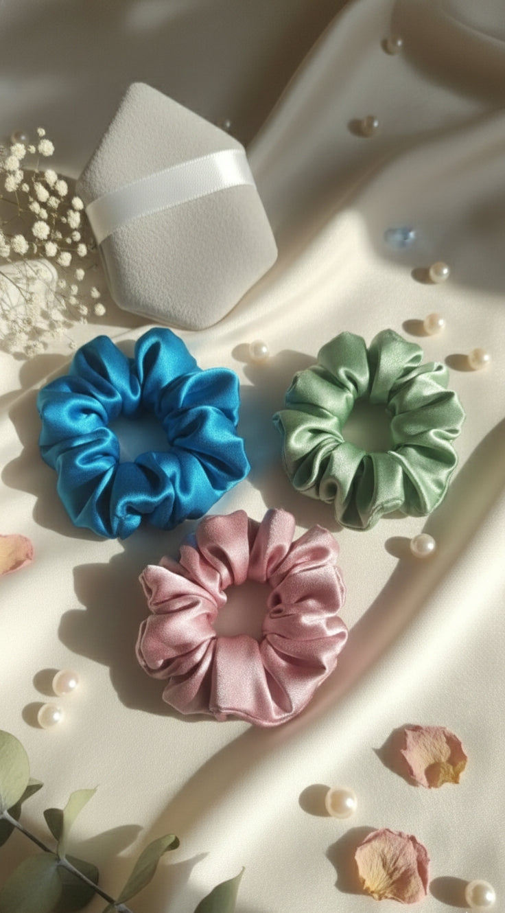 ✨ Premium Satin Scrunchie Trio – Soft Shine Hair Accessory Set ✨